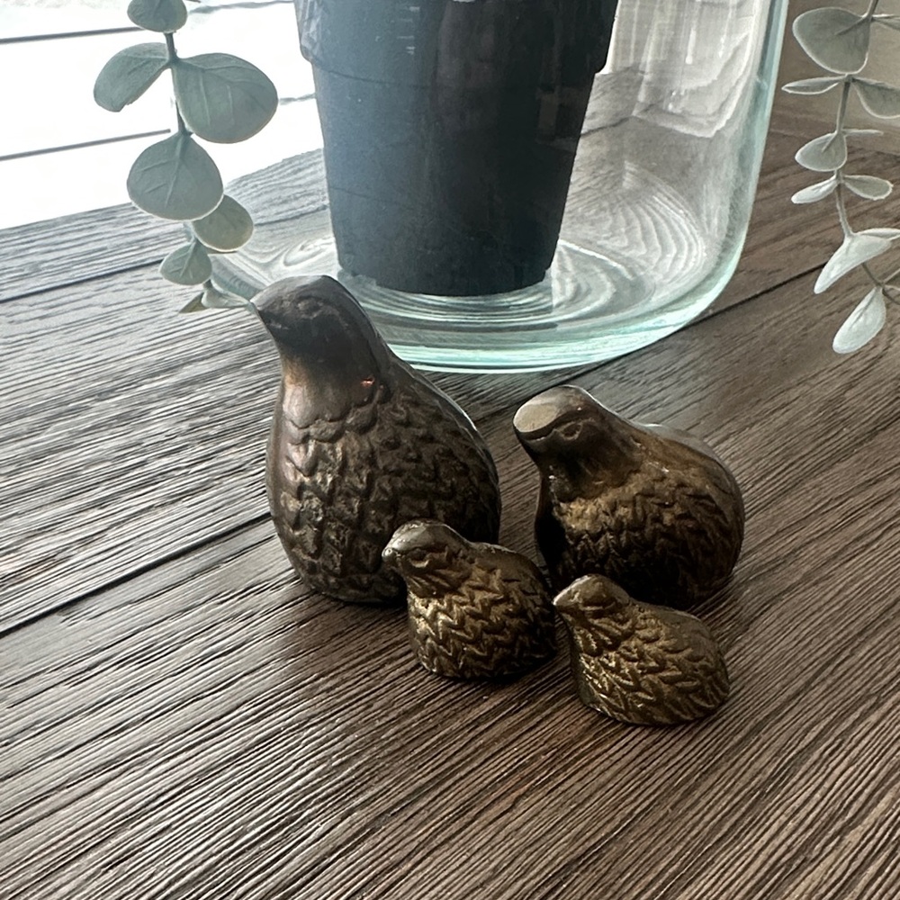 MCM Brass Quail / Partridge Statues